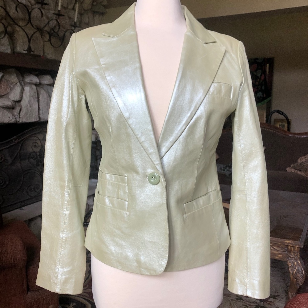 Bernardo Green metallic Leather Blazer
